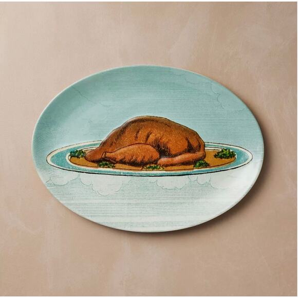10"x15" Oval Stoneware Platter Fall Cooked Turkey - John Derian for Target New - Picture 1 of 11
